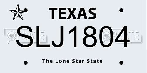 SLJ1804 Texas License Plate