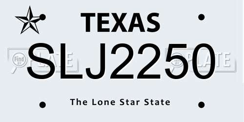 SLJ2250 Texas License Plate