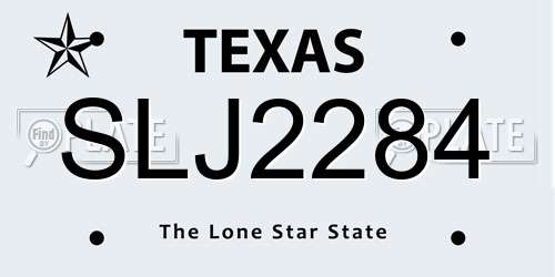 SLJ2284 Texas License Plate
