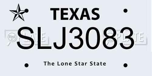 SLJ3083 Texas License Plate