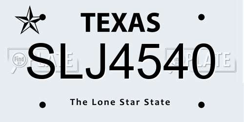 SLJ4540 Texas License Plate
