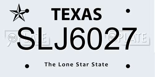SLJ6027 Texas License Plate