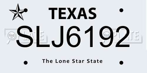 SLJ6192 Texas License Plate