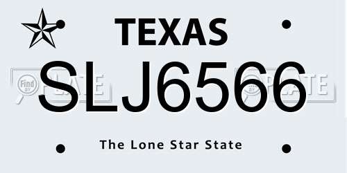 SLJ6566 Texas License Plate