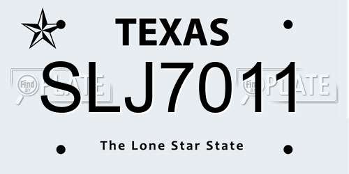 SLJ7011 Texas License Plate