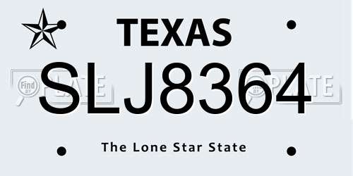 SLJ8364 Texas License Plate