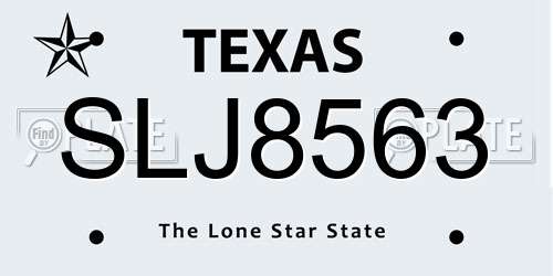 SLJ8563 Texas License Plate