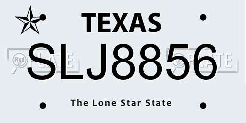 SLJ8856 Texas License Plate