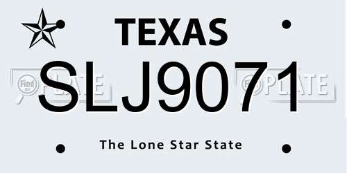 SLJ9071 Texas License Plate