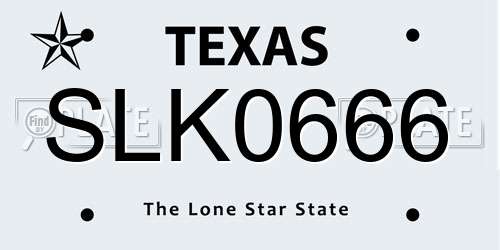 SLK0666 Texas License Plate
