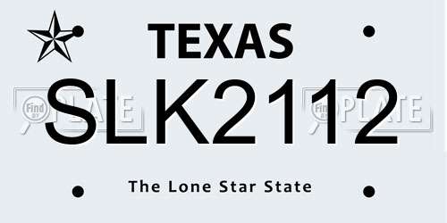SLK2112 Texas License Plate