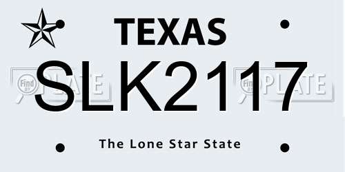 SLK2117 Texas License Plate
