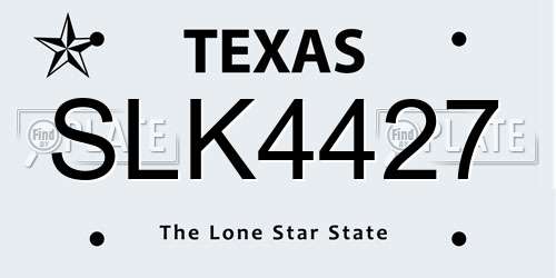 SLK4427 Texas License Plate