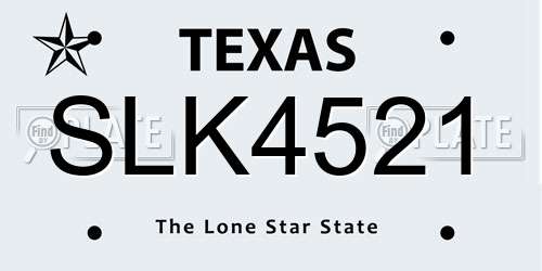 SLK4521 Texas License Plate