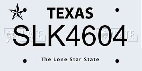 SLK4604 Texas License Plate