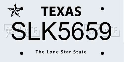 SLK5659 Texas License Plate