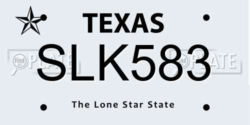 SLK583 Texas License Plate