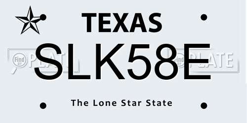 SLK58E Texas License Plate