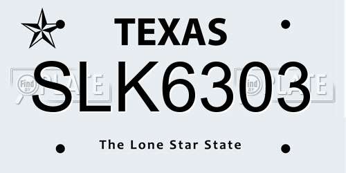SLK6303 Texas License Plate