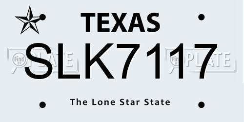 SLK7117 Texas License Plate