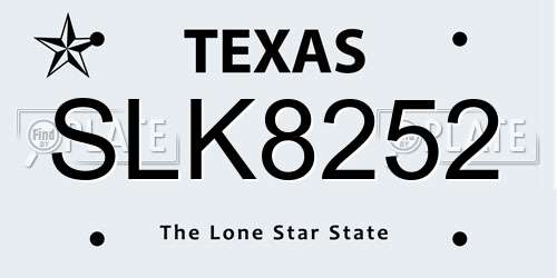 SLK8252 Texas License Plate