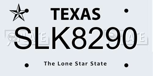 SLK8290 Texas License Plate
