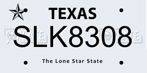 SLK8308 Texas License Plate