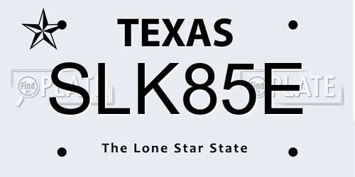 SLK85E Texas License Plate