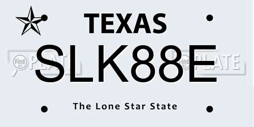 SLK88E Texas License Plate