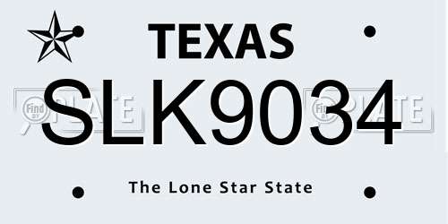 SLK9034 Texas License Plate