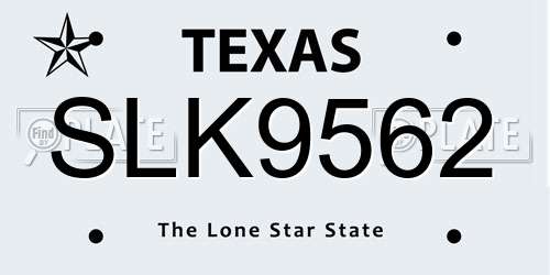 SLK9562 Texas License Plate