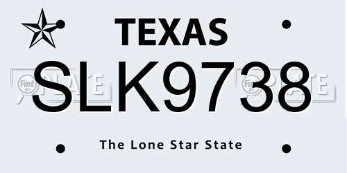 SLK9738 Texas License Plate