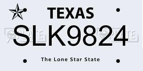 SLK9824 Texas License Plate