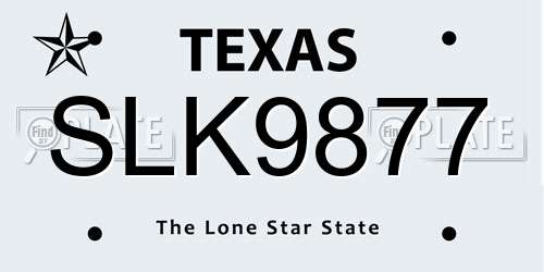 SLK9877 Texas License Plate