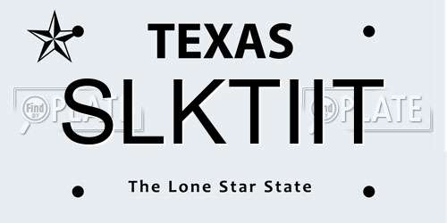 SLKTIIT Texas License Plate