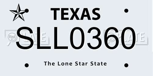 SLL0360 Texas License Plate