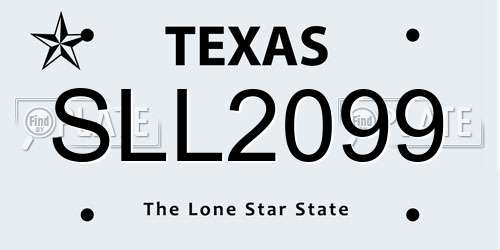 SLL2099 Texas License Plate