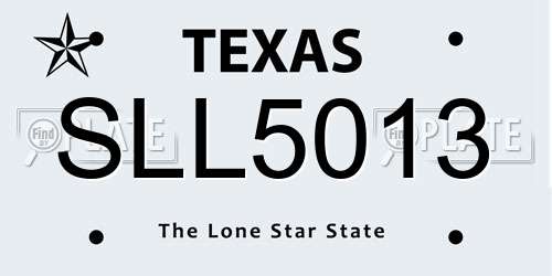 SLL5013 Texas License Plate