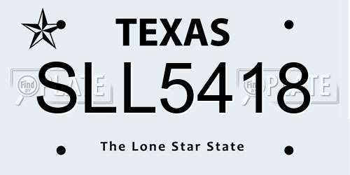 SLL5418 Texas License Plate