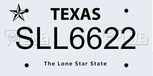 SLL6622 Texas License Plate