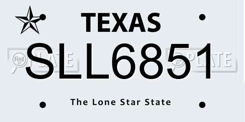 SLL6851 Texas License Plate