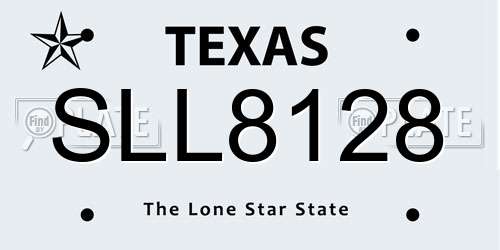 SLL8128 Texas License Plate