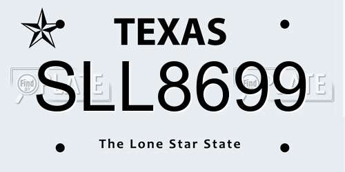 SLL8699 Texas License Plate