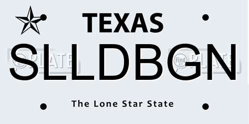 SLLDBGN Texas License Plate