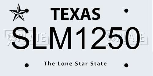 SLM1250 Texas License Plate