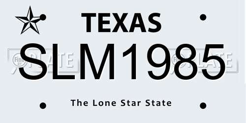 SLM1985 Texas License Plate