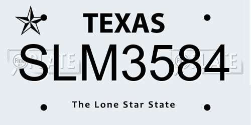 SLM3584 Texas License Plate