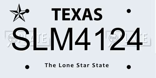 SLM4124 Texas License Plate