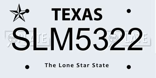 SLM5322 Texas License Plate