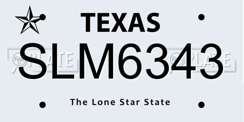 SLM6343 Texas License Plate